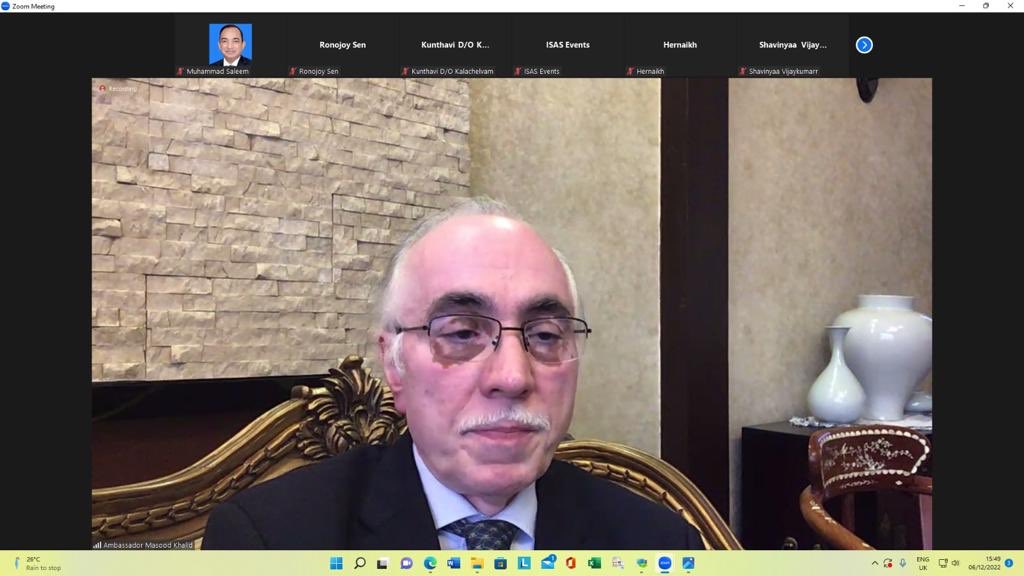 Ambassador Masood Khalid speaking